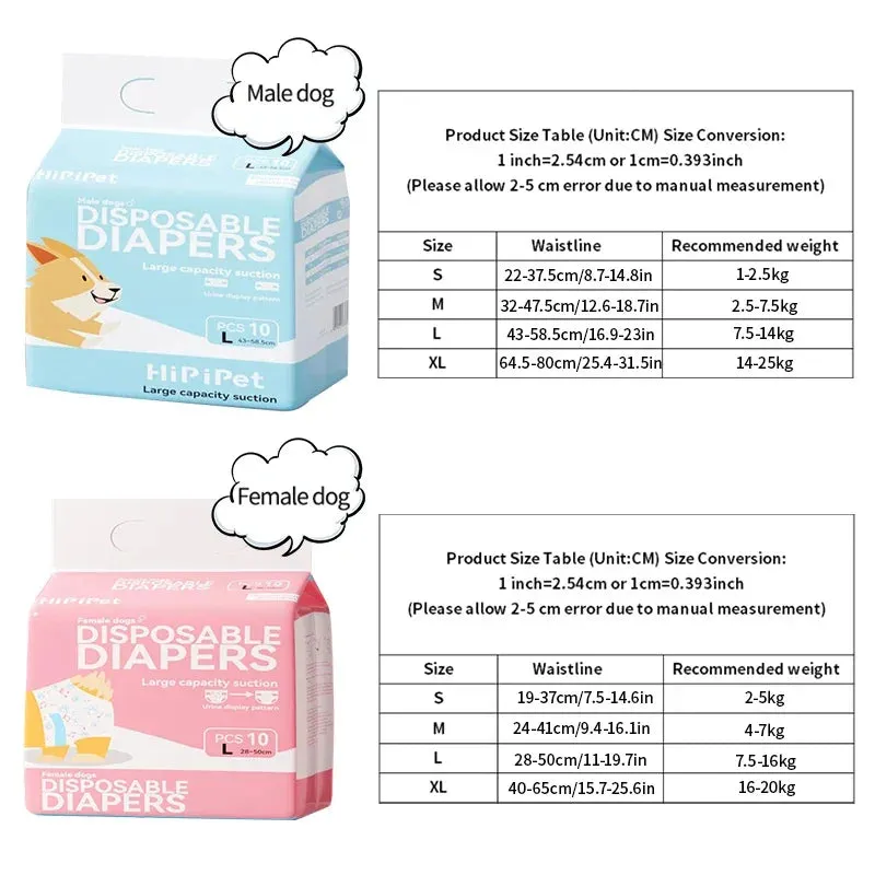 10pcs Disposable Pet Diapers