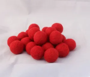 2 cm/20mm Felt Balls-Red, Black, Yellow, Blue, Gray