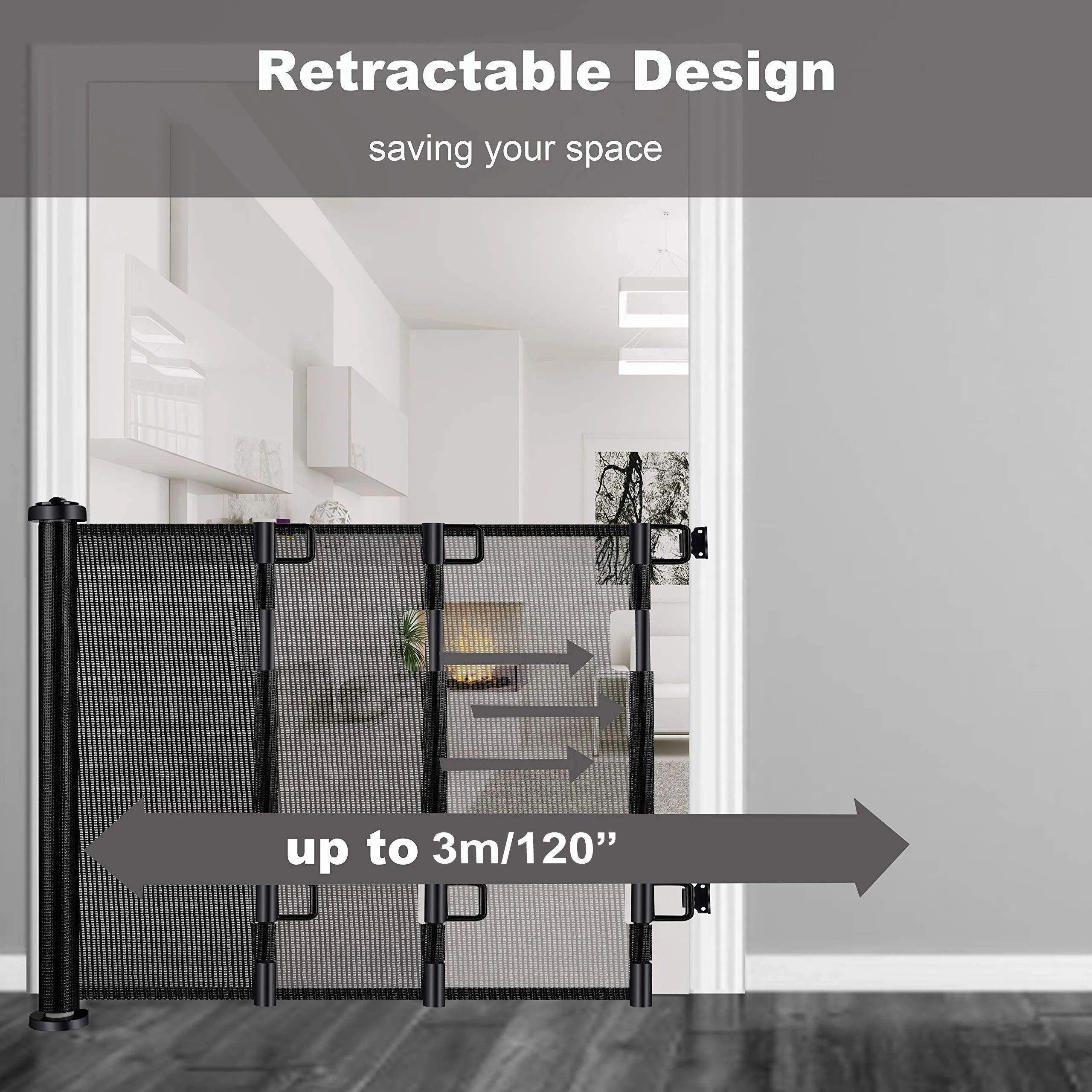 3M Retractable Baby Gate for Stairs, Doorways, and Outdoors