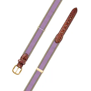 Adjustable Lavender, Olive & Tan Grosgrain Belt with Embossed Calf Tabs