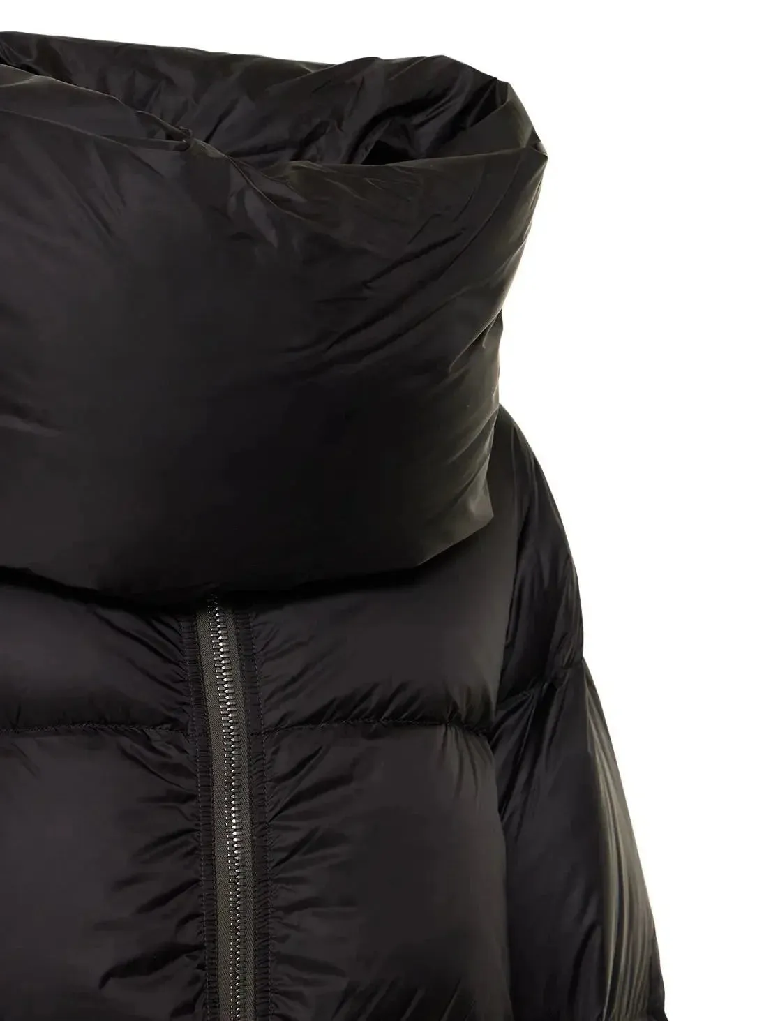 Black Funnel-Neck Puffer Jacket