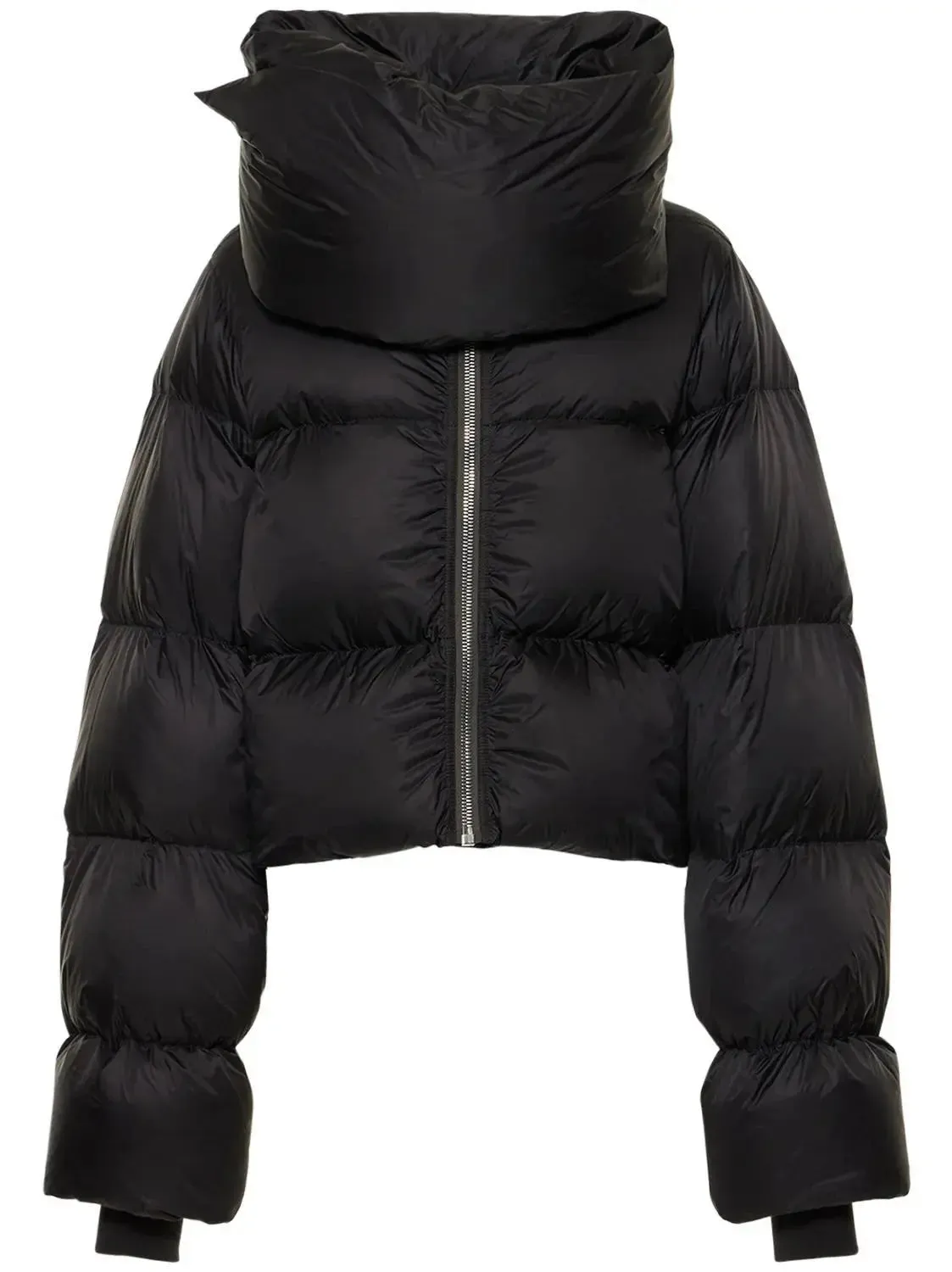 Black Funnel-Neck Puffer Jacket