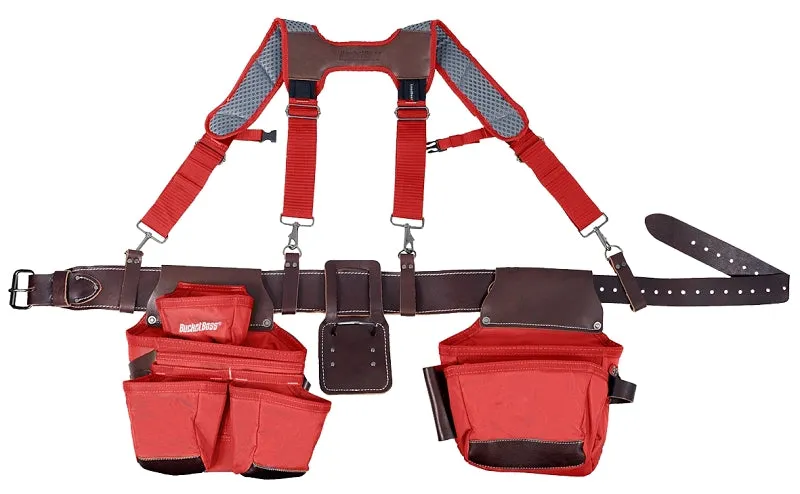 Bucket Boss 55505-RD Suspension Rig Tool Belt, 52 in Waist, Leather, Red, 19-Pocket :EA: QUANTITY: 1