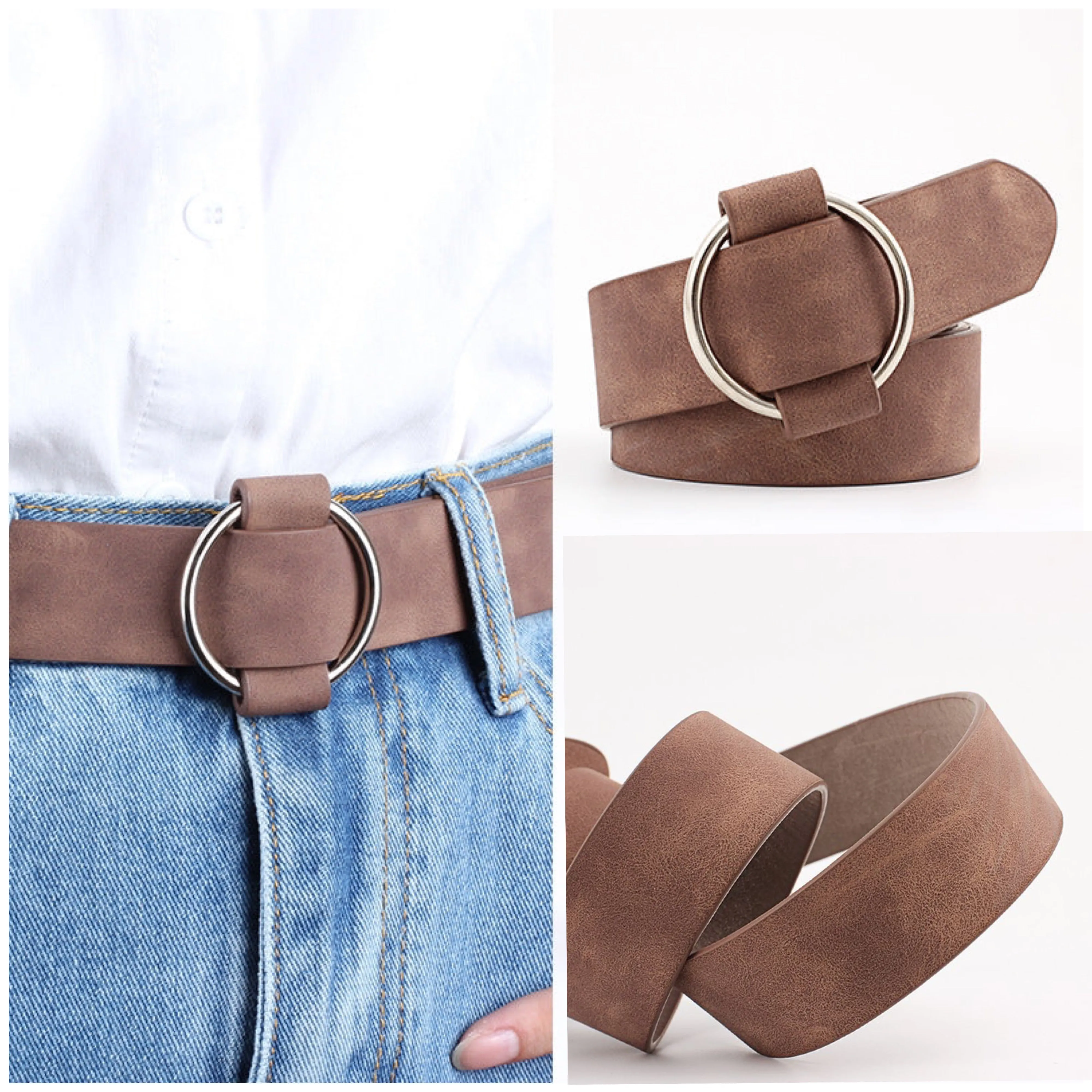 Camel Round Buckle Waist Belt