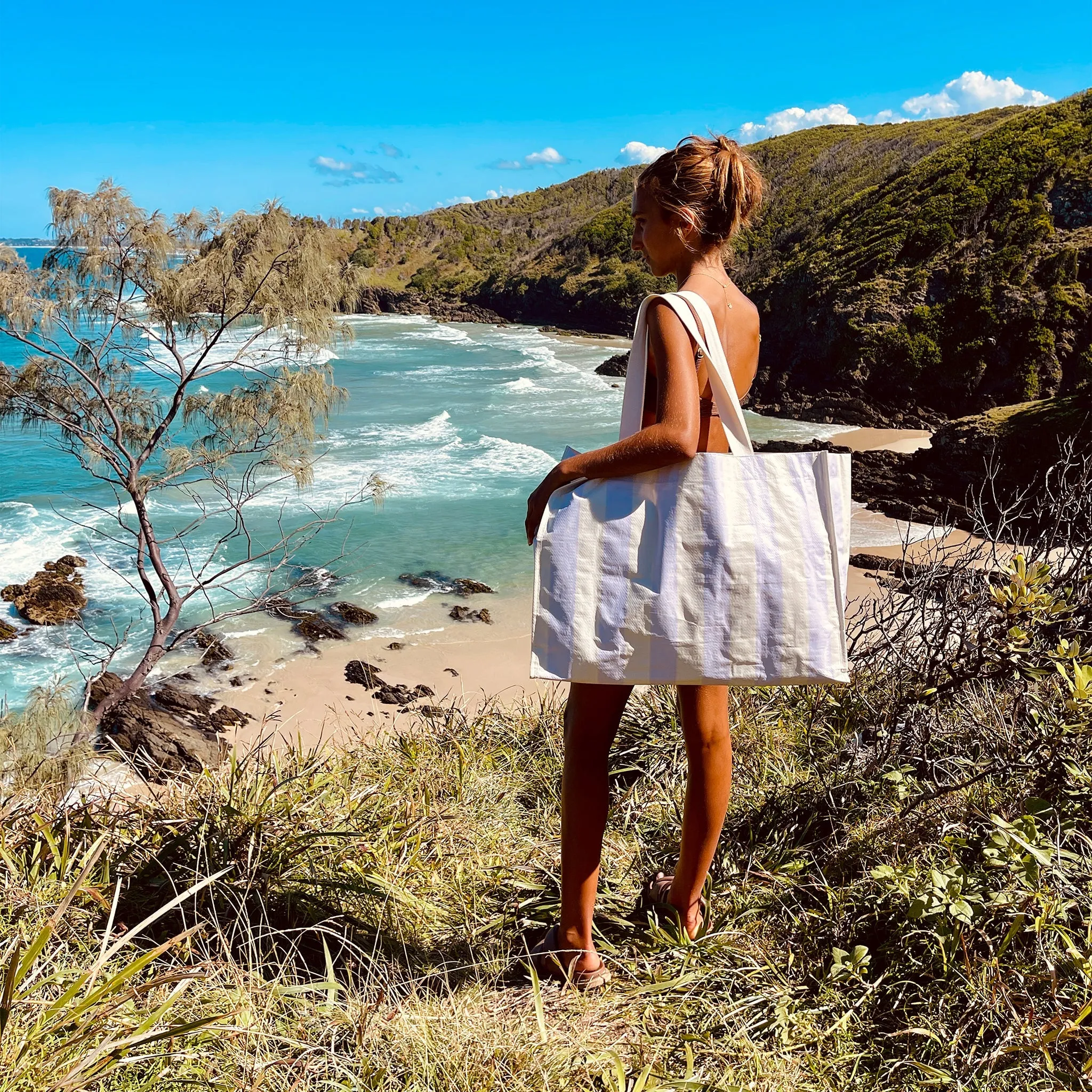 Carryall Beach Bag | Rio Sun Pastel Lilac Stripe