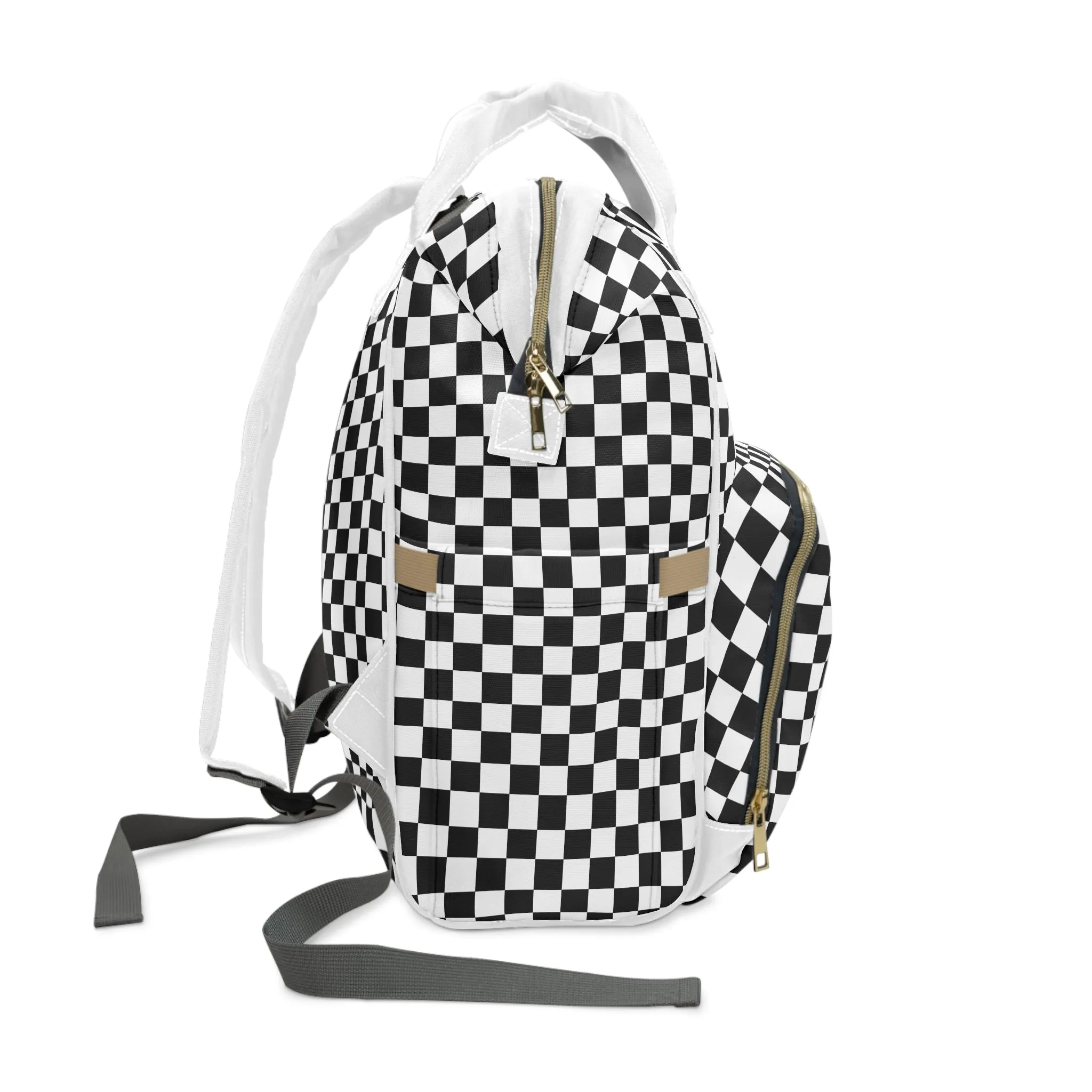 Checkered Diaper Backpack Black White Check Bag for Diapers and Moms to Be Backpack