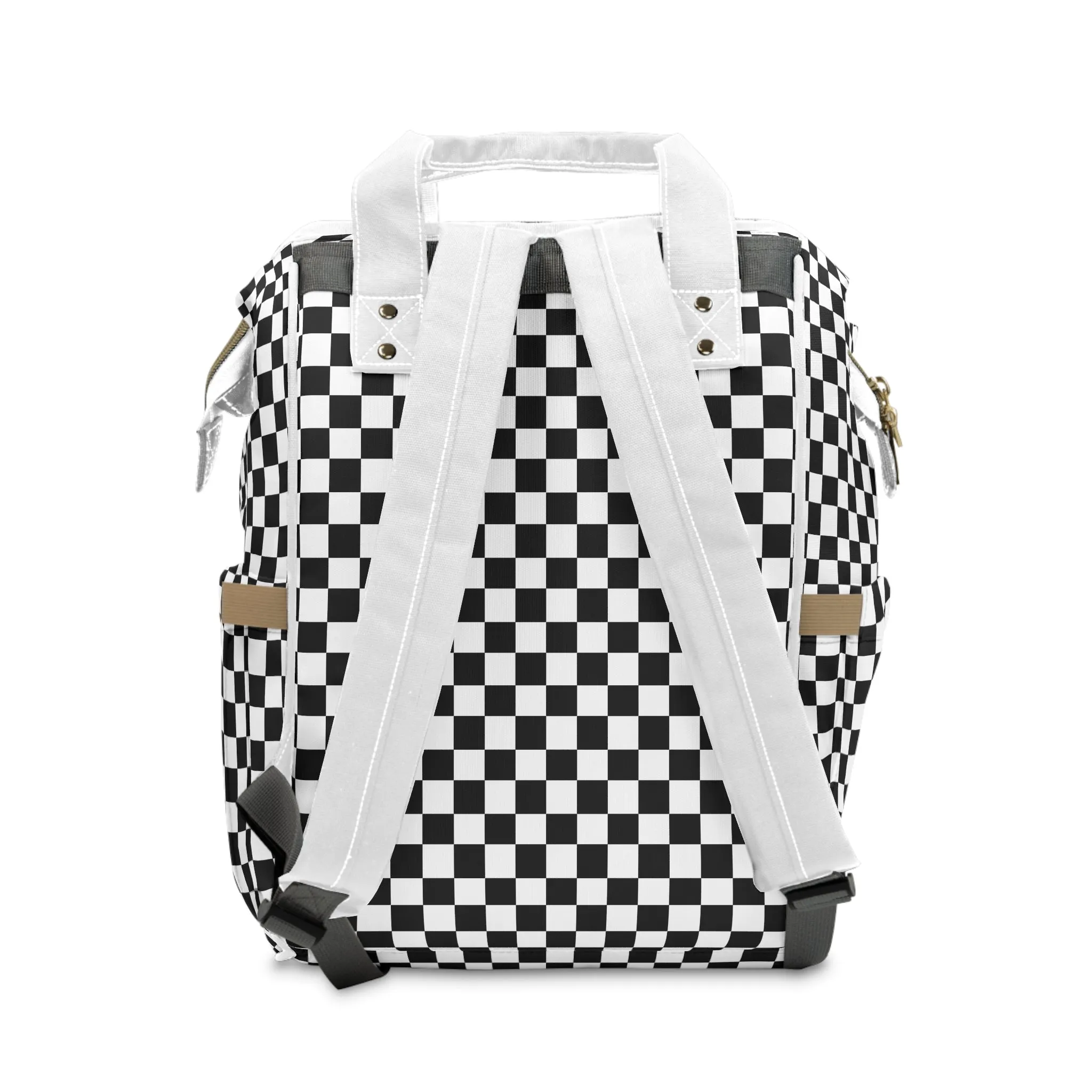 Checkered Diaper Backpack Black White Check Bag for Diapers and Moms to Be Backpack