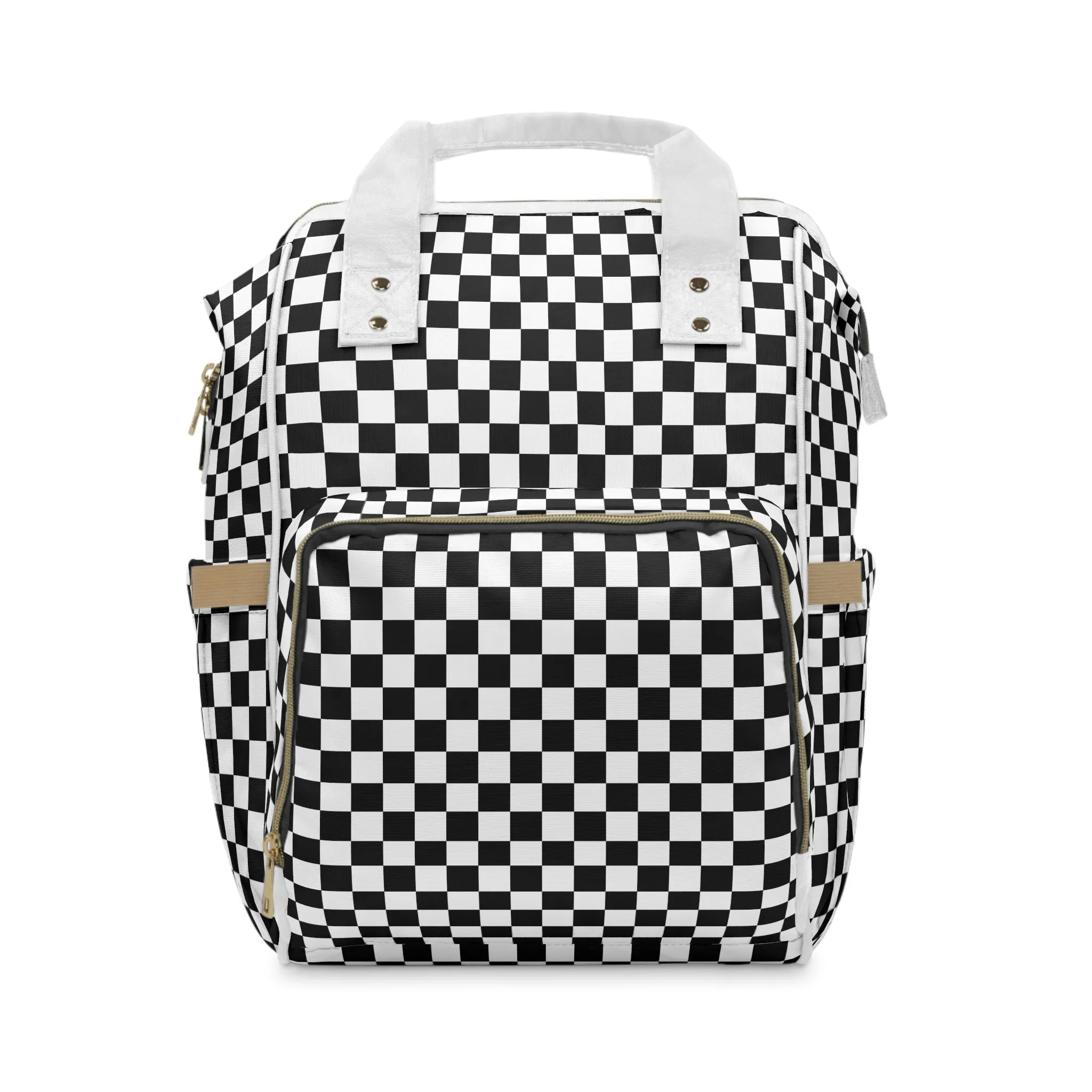 Checkered Diaper Backpack Black White Check Bag for Diapers and Moms to Be Backpack