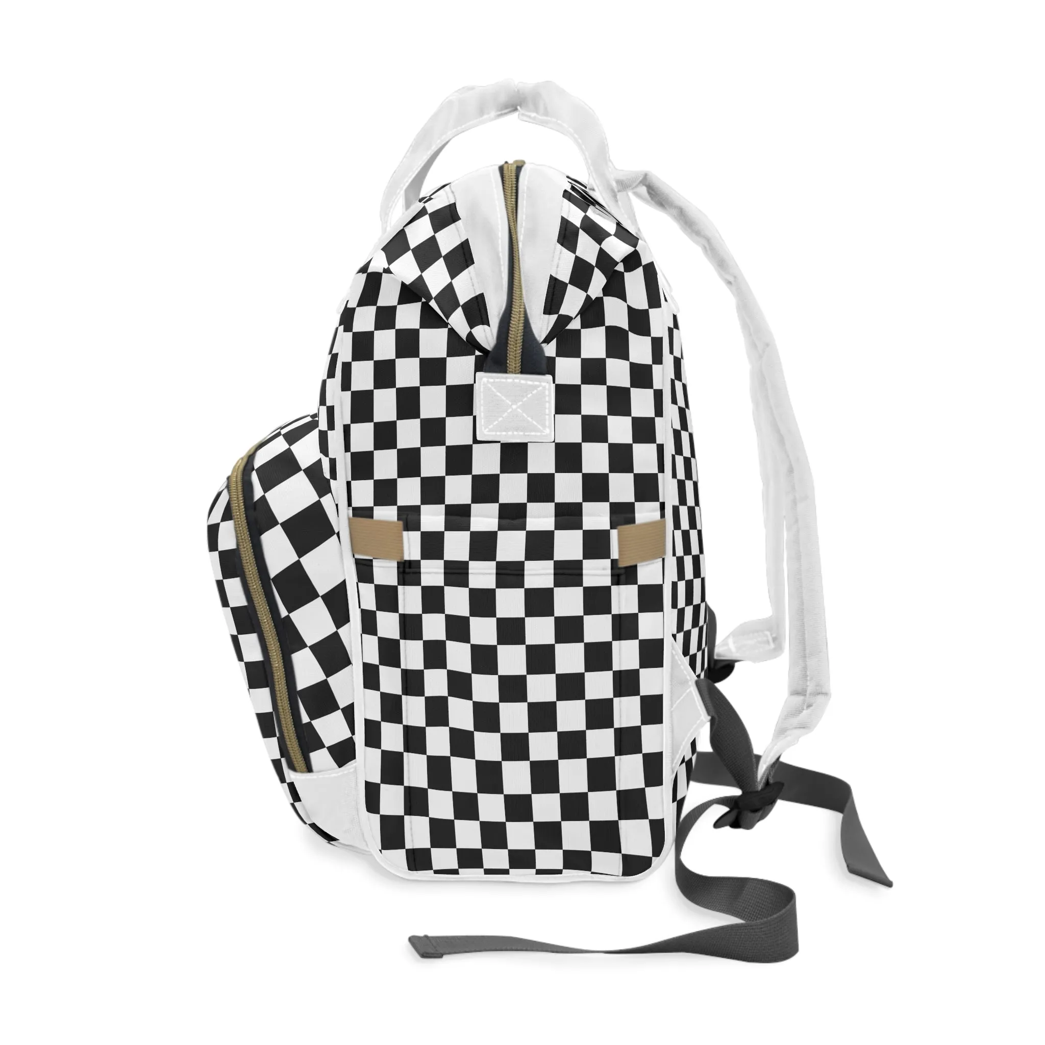 Checkered Diaper Backpack Black White Check Bag for Diapers and Moms to Be Backpack