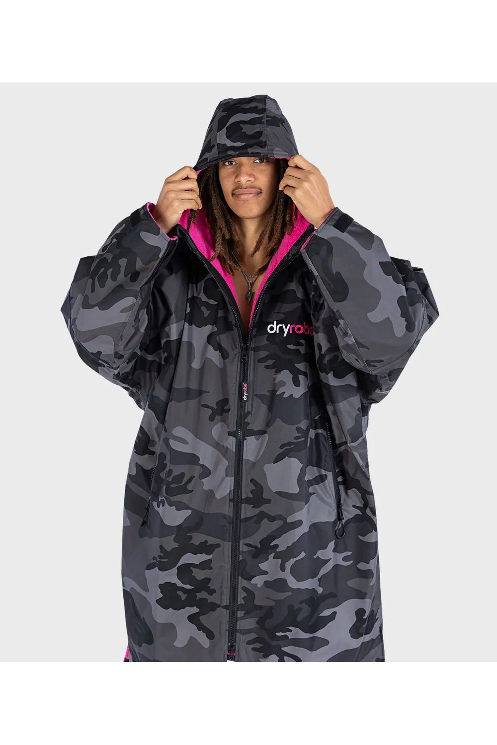 Dryrobe Advance Adult Long Sleeve Black Camo/Pink