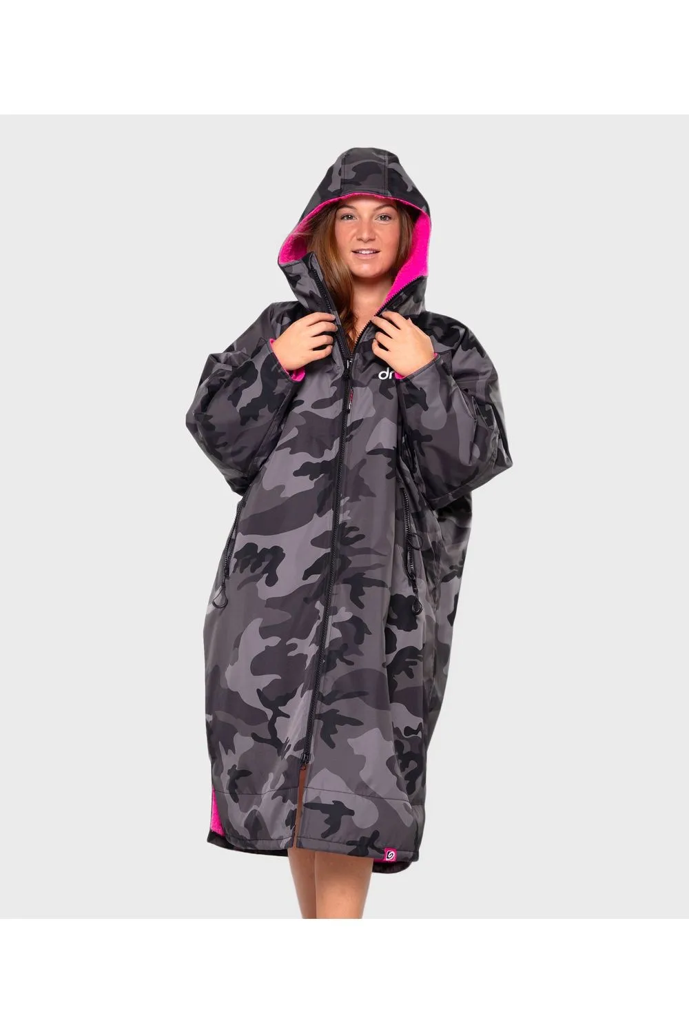 Dryrobe Advance Adult Long Sleeve Black Camo/Pink