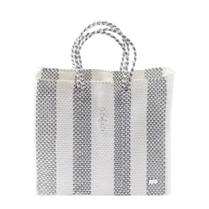 MEDIUM SILVER STRIPE TOTE BAG