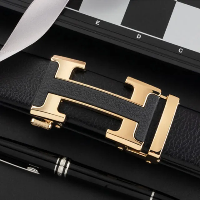 Men's Automatic Adjustable Metal Buckle Leather Belt