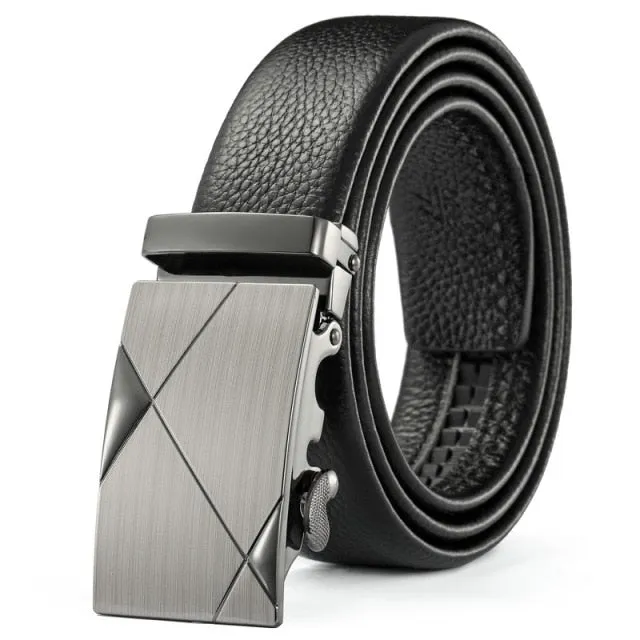 Men's Automatic Adjustable Metal Buckle Leather Belt