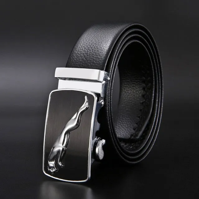 Men's Automatic Adjustable Metal Buckle Leather Belt