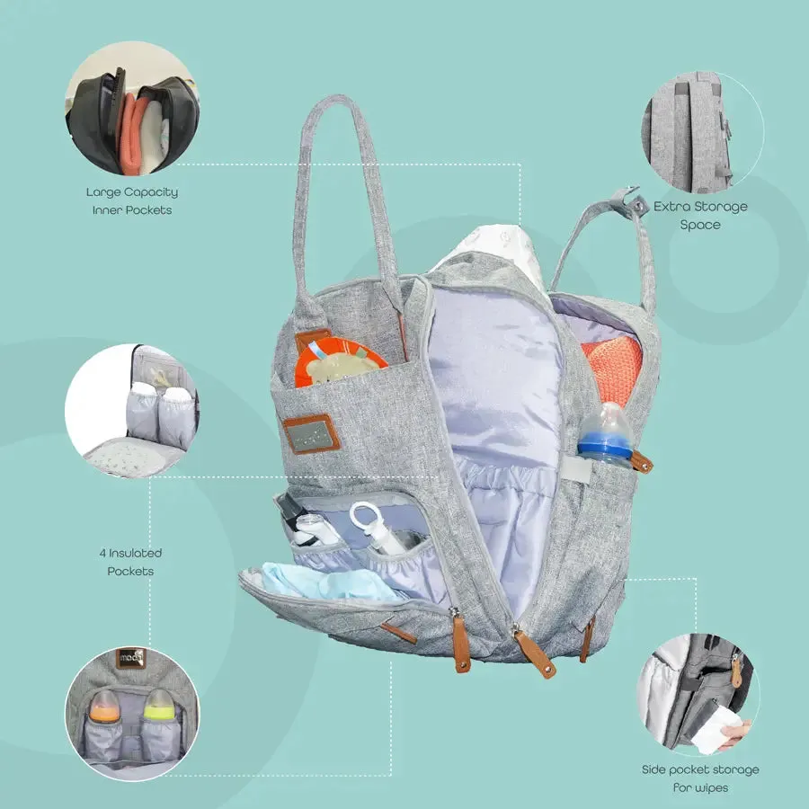 Moon Kary Me Diaper Bag Backpack (Grey)