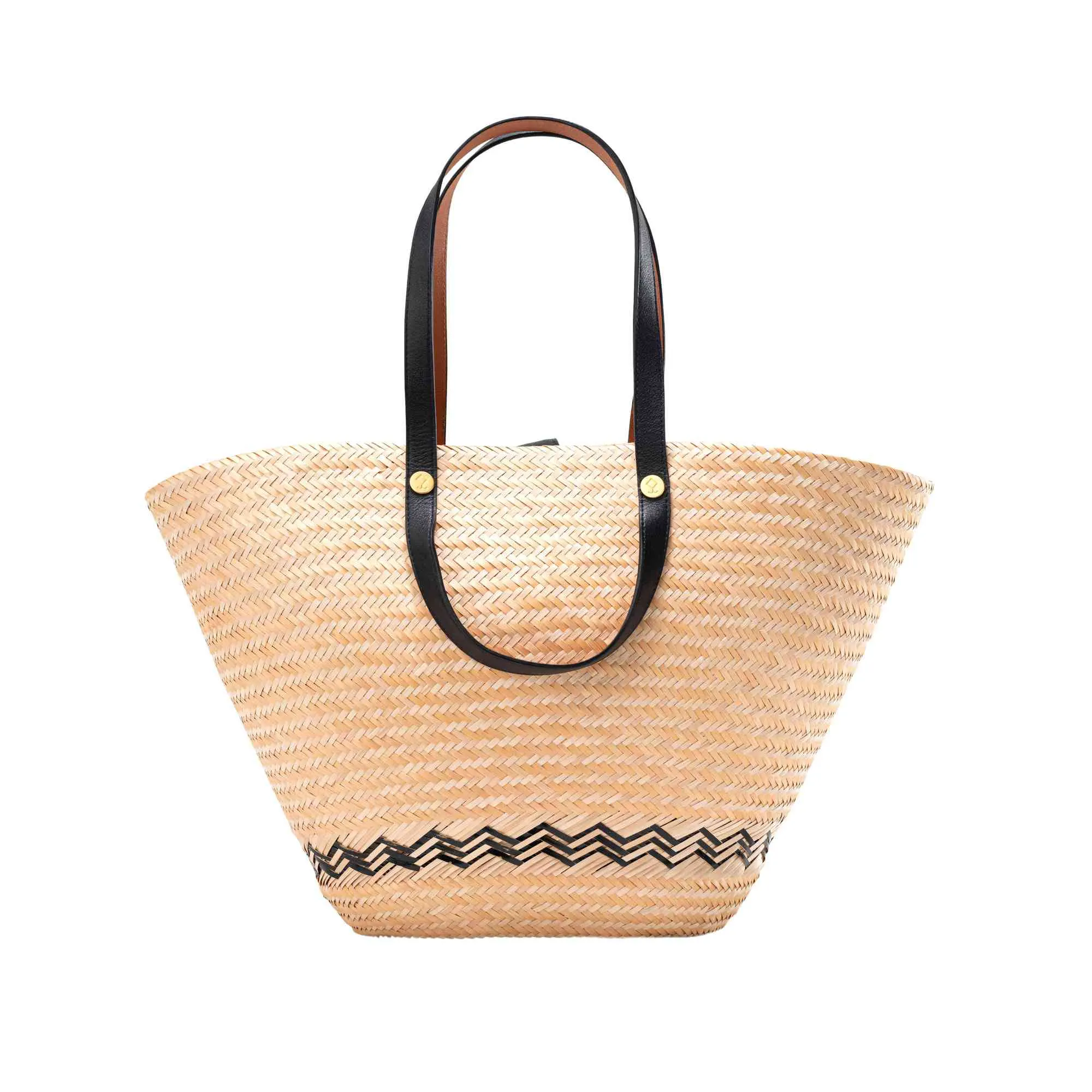 Natural Black Karen Straw Tote Bag