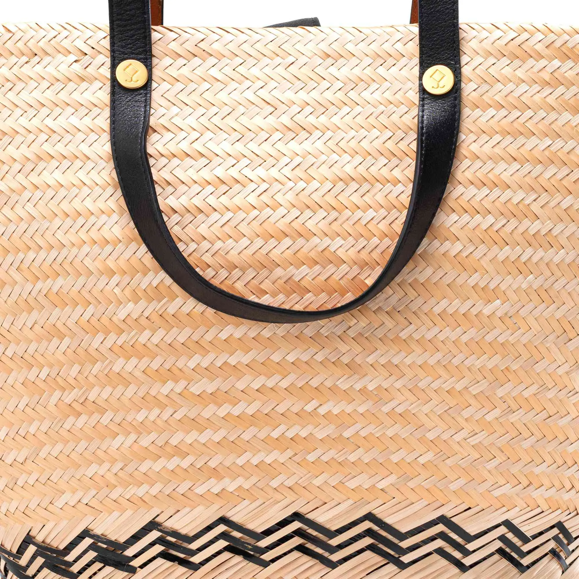 Natural Black Karen Straw Tote Bag