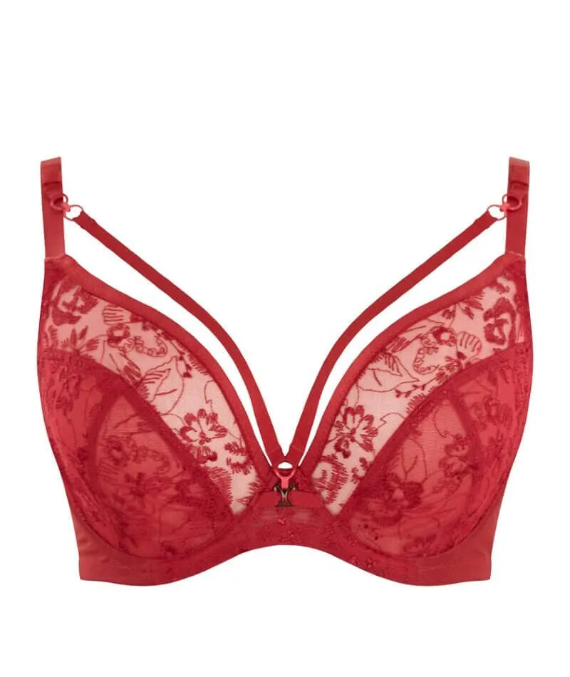 Panache Yasmin Non Padded Underwired Plunge Bra - Ruby