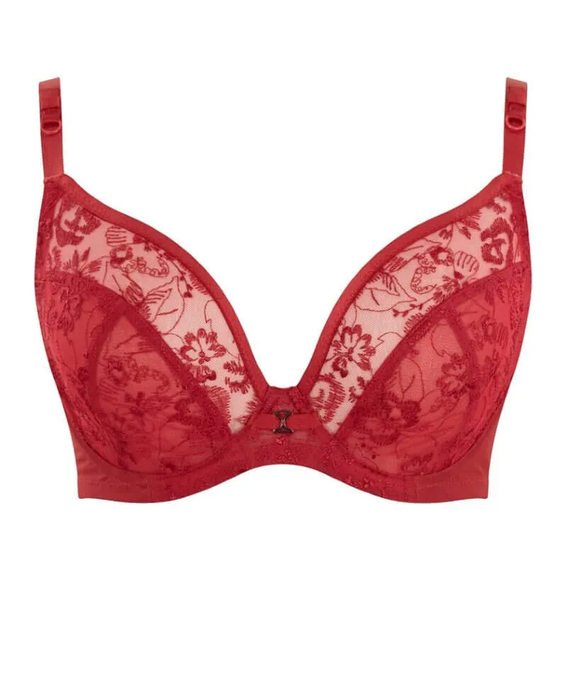 Panache Yasmin Non Padded Underwired Plunge Bra - Ruby