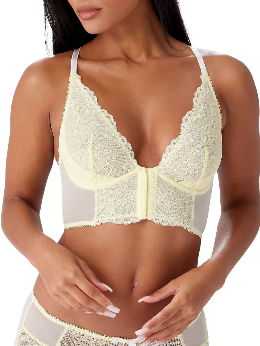 Superboost Lace Deep V Bralette - Lemon