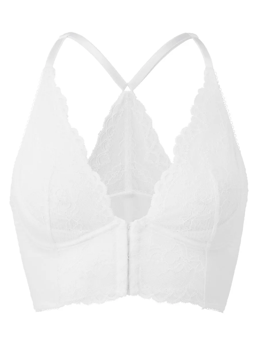 Superboost Lace Deep V Bralette - White