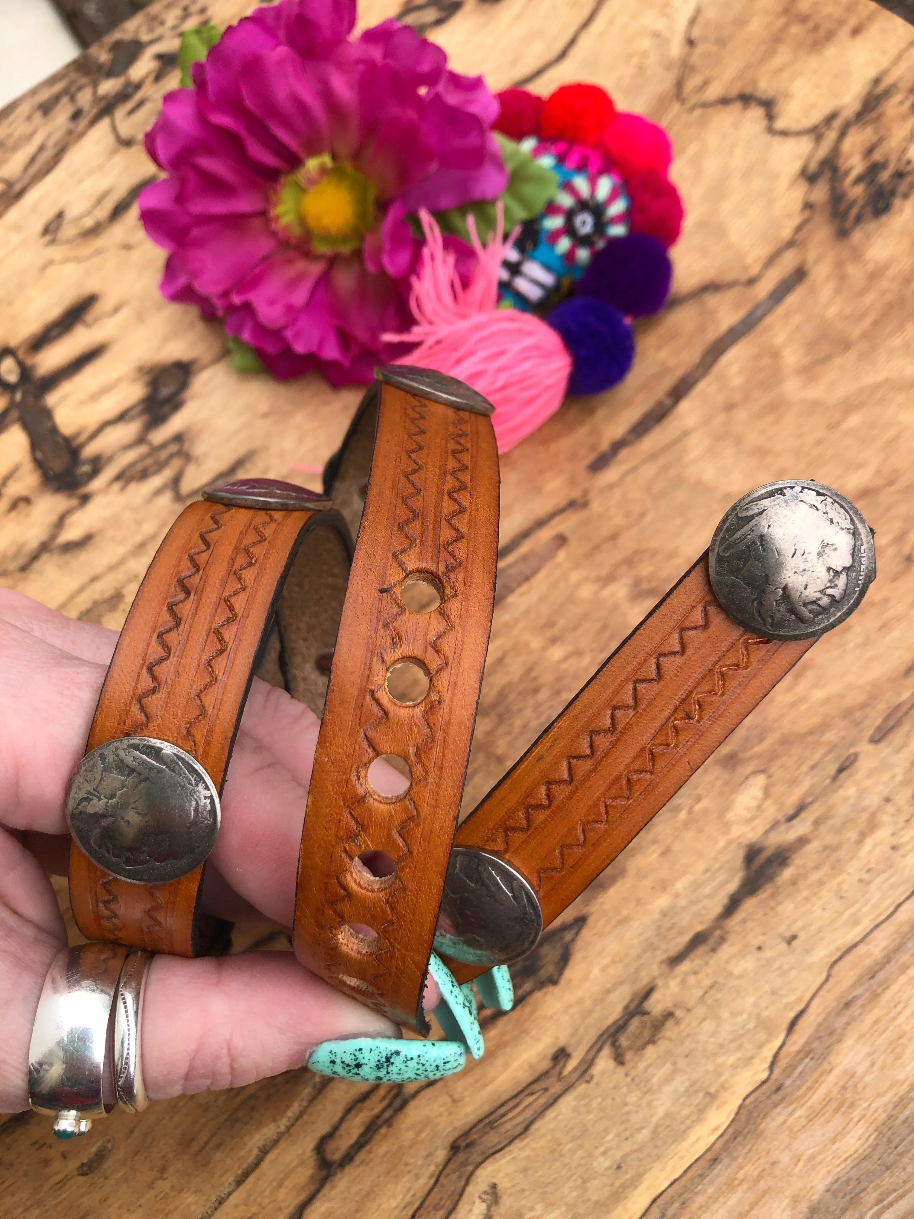 “Warrior“ Coin Leather Hatband