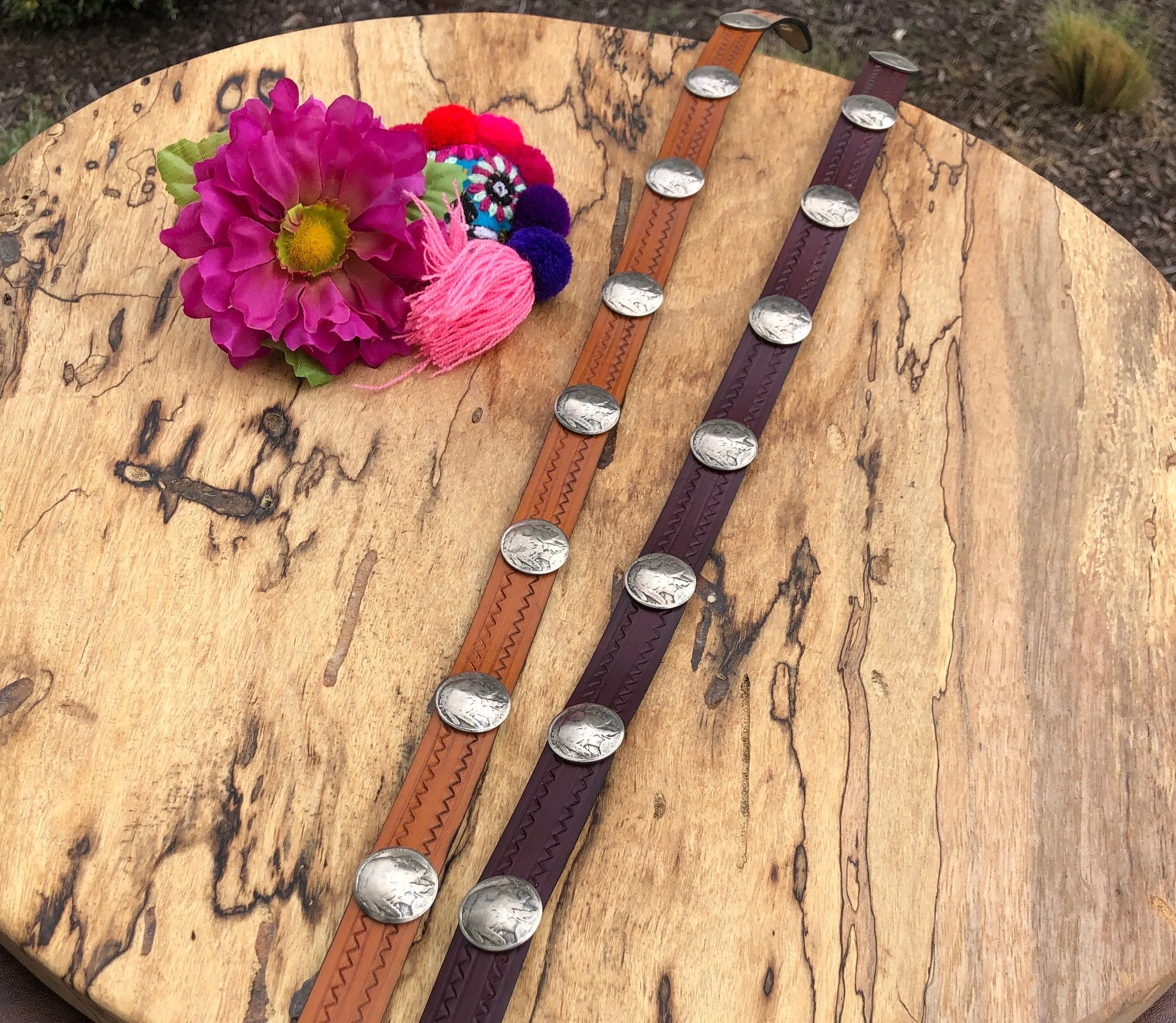 “Warrior“ Coin Leather Hatband